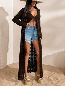 SHEIN Women Brown Kimono For Summer Vacation - Brown - View 1