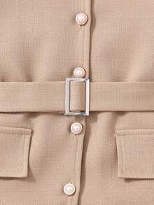 SHEIN Tween Girls Textured Fabric Dress - Brown - View 8