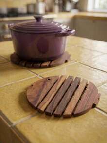 Cirelle Fish-Shaped Wooden Trivet - Handmade Heat Resistant Pad For Dining Table, Creative Non-Slip Table Mat - Multicolor - View 4