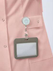 Scrubzie Anti-Wrinkle Long Sleeve Shirt Collar Multi-Pocket Women's Scrub Uniform Jacket - Pink - View 8