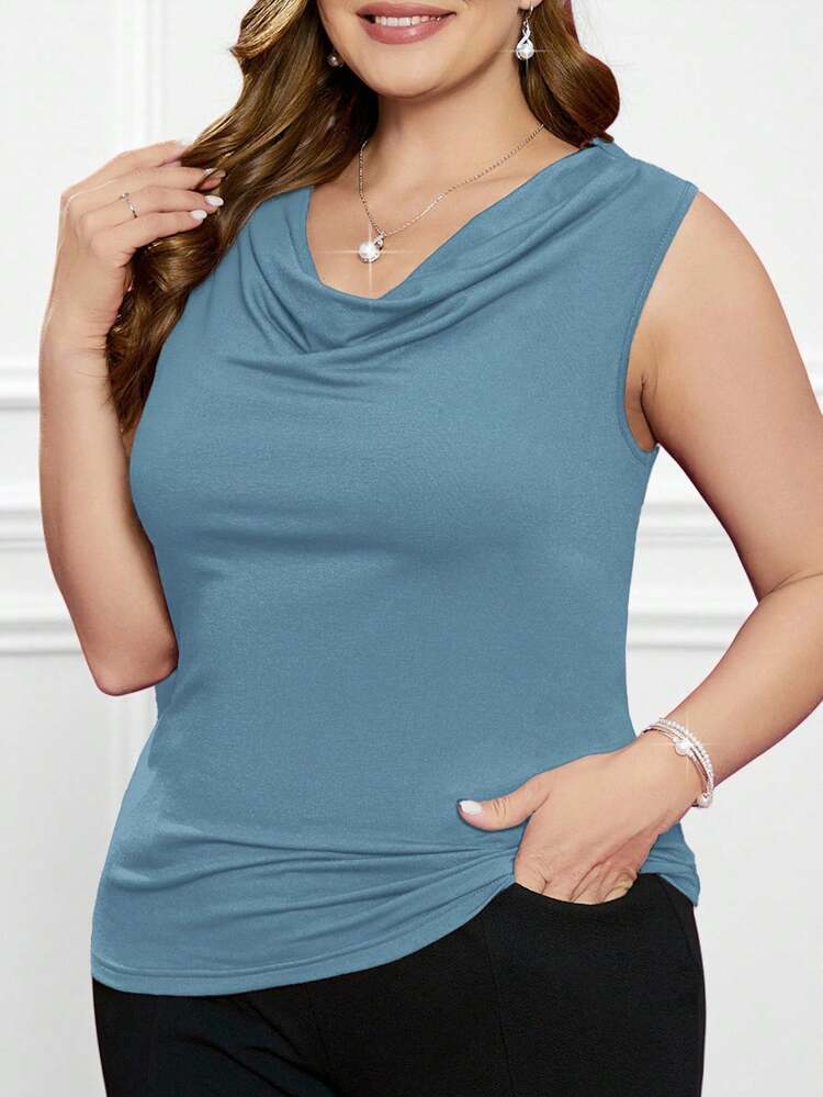 Valentine's Day Plus Size Women'S Draped Neck Tank Top
