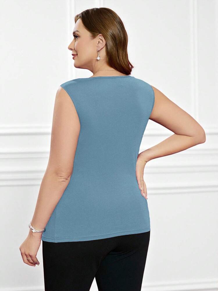 Valentine's Day Plus Size Women'S Draped Neck Tank Top