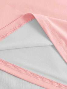 Resyla Women's Contrast Color Asymmetrical Bow Ruffle Pattern Casual Round Neck Top, Suitable For Daily Casual Wear - Pink - View 3