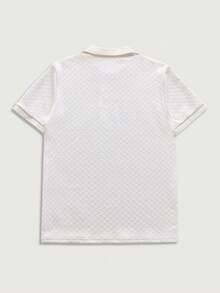 Courvante Áo thun polo in chữ thể thao thường ngày cho nam có nút cài nửa cổ - Màu be - Xem 2