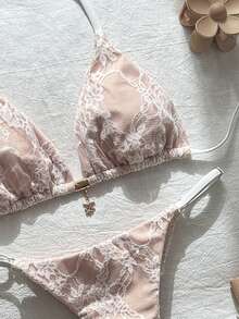 Swim Mod 2件套蕾丝露背无袖性感比基尼套装，女士夏季 - 白色 - 查看 6