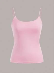 Comfortcana 4pcs/Set Casual Solid Color Versatile Haze Blue, Sky Blue, Pink, White All-Match Camisole Suitable For Beach, Party, Vacation, Spring/Summer - Multicolor - View 4