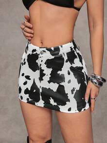 Jeanoix Y2K 女士带口袋涂层紧身迷你裙 - 黑與白 - 查看 1