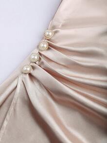 Balvessa Women V-Neck Pleated Waist Camisole - Champagne - View 4