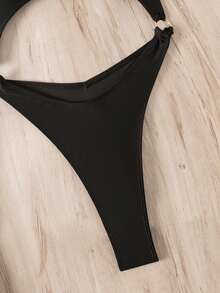 Áo tắm liền thân không lưng dây mảnh màu trơn Swim SXY-D dành cho nữ - màu đen - Xem 8