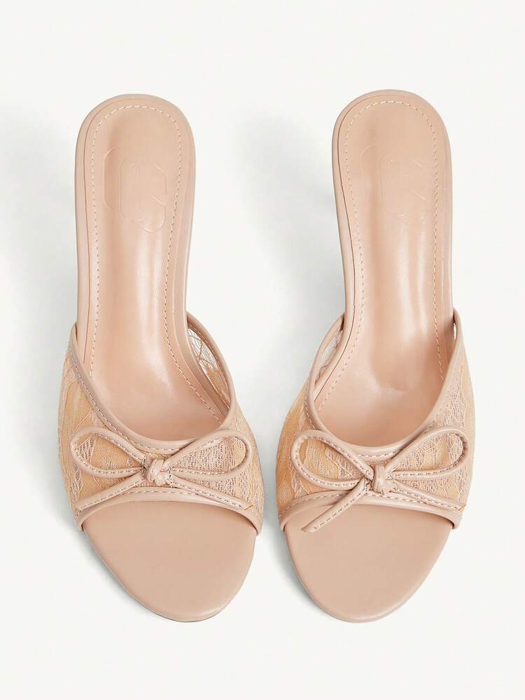 CUCCOO CHICEST Women's Fashion High Heel Slide Sandals With Bow Decor Summer Shoes Wedding Shoes Bride Shoes