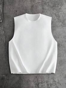 AXEPEAK Men's Heart Graphic Design Casual Crew Neck Tank Top - White - View 2