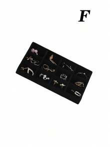 Velvet Jewelry Tray, Large Capacity Jewelry Organizer With Separate Compartments, Stackable Jewelry Display Stand For Earrings, Necklaces, Bracelets, Rings, Hair Clips, Hairbands, Etc. - Black - View 30