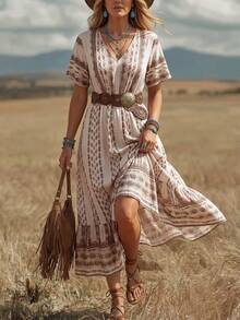 Wildy 波西米亚风休闲美式乡村西部复古印花女装日常基本款度假通勤短袖连衣裙音乐节波西米亚夏季连衣裙女装夏季连衣裙夏季服装夏季服装女装夏季度假服装女装夏季度假服装女装夏季度假服装女装夏季度假服装女装休闲连衣裙波西米亚风休闲连衣裙休闲长裙女装休闲服装 - 彩色 - 查看 1