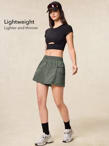 OutZeal Women Outdoor Shorts Summer Hiking Camping Water-Resistant Lightweight Color-Blocked Design With Multi Pockets - Army Green - View 3