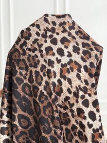Plussiva Gaun Hamil Ukuran Besar Motif Leopard Leher Bulat Kasual Tanpa Lengan - Coklat - View 7