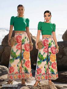 Amorya 女士优雅印花阔腿裤针织上衣两件套,绿色,春夏度假波西米亚风女装,性感度假装,热带风情女装,热带风情两件套,度假装,热带风情裤装,乡村音乐会服装,女士两件套,长款印花裤,印花两件套,度假两件套,热带印花裤装,夏季两件套,露脐上衣裤装,阔腿裤,波西米亚风裤,碎花裤,印花裤,女士阔腿裤,女士阔腿裤套装,女士夏季服装,阔腿裤,高腰阔腿裤套装,春季女装,度假装,乡村风女装,女士夏季服装,女士两件套,休闲热带度假装,女士夏季套装,女士裤装 - 彩色 - 查看 10