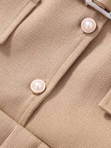SHEIN Tween Girls Textured Fabric Dress - Brown - View 7