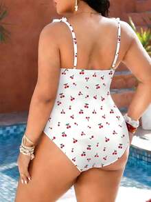 Swim Lushoire Áo tắm liền thân cỡ lớn in họa tiết hoa anh đào, phong cách châu Âu và Mỹ dành cho người trưởng thành. - Nhiều màu - Xem 2