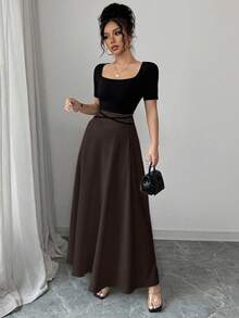 Rafferiza Petite Đầm ngắn tay ôm dáng thanh lịch dành cho nữ, đầm midi dệt kim thắt eo phối nhiều mảnh, đầm dự tiệc bãi biển, đầm cocktail màu trơn phối nhiều mảnh, đầm đi nghỉ mát. - Nhiều màu - Xem 7