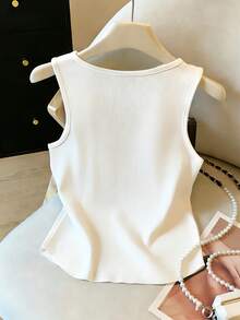 SHEIN 女士珍珠装饰蝴蝶结圆领吊带背心，夏季 - 彩色 - 查看 2