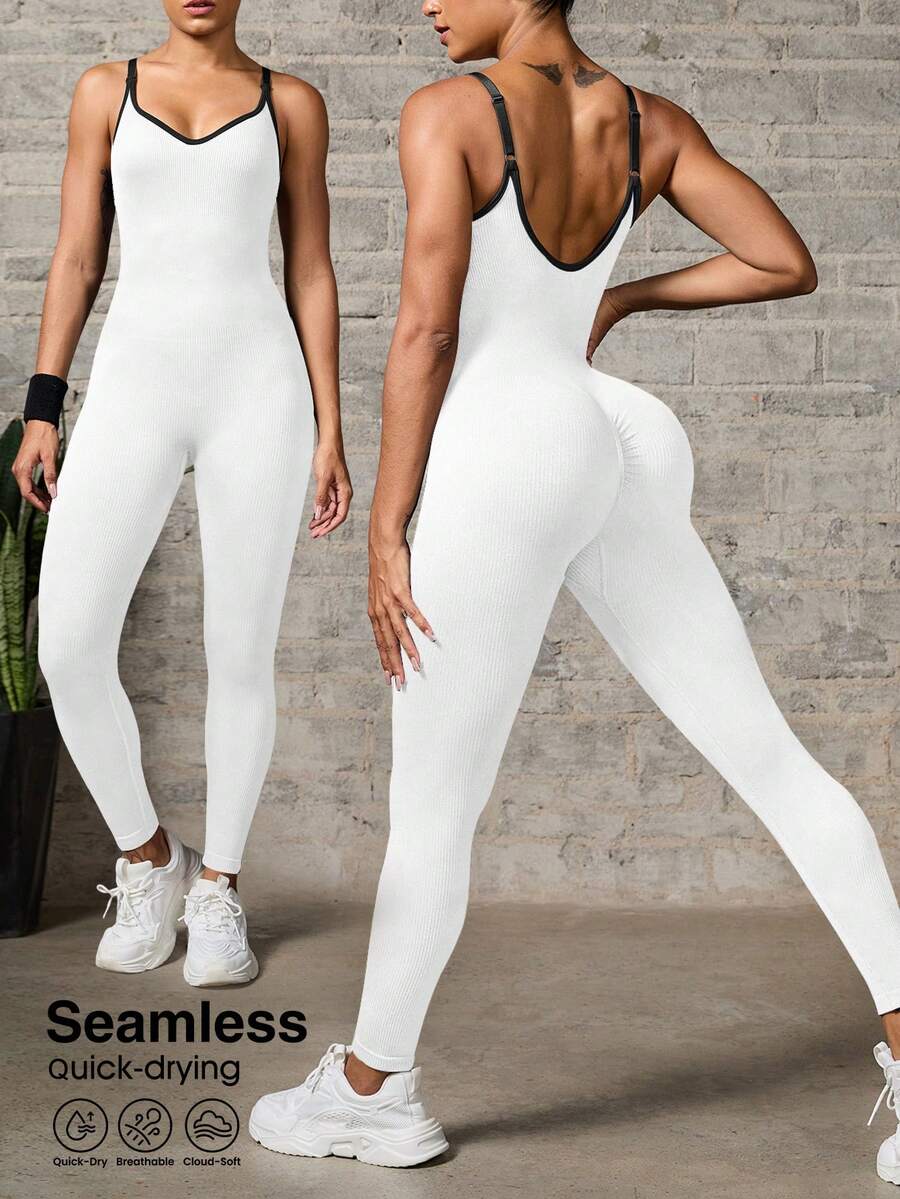 Easithlete Women's Casual Sports Jumpsuit - Creamy White - View 1