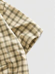 ROMWE MEN Street Life Men's Casual Retro Zip-Up Drawstring Hooded Short Sleeve Shirt, Summer - Multicolor - View 4