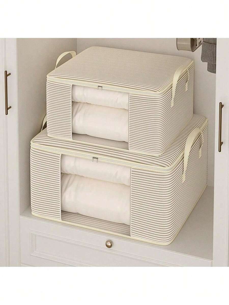 1/2 túi đựng quần áo và chăn ga gối đệm theo mùa, vải không dệt đơn giản, sức chứa lớn, túi đựng đồ trong tủ quần áo, túi đựng đồ đa năng, chống bụi và chống ẩm, có thể gấp lại, bền. Thích hợp sử dụng cho gia đình. - Nhiều màu - Xem 1