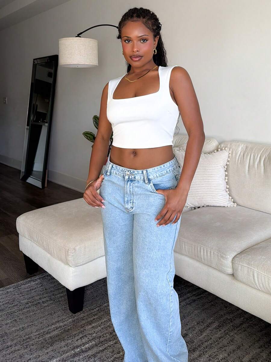 Tyla Gomez Balletcore Solid Crop White Tank Top - White - View 1