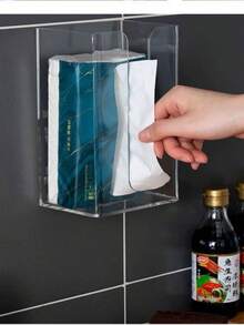 1 pieza Soporte de pared invertido para papel higiénico, dispensador de pañuelos faciales para uso en baño, cocina, lavandería y hogar - Multicolor - Ver 4