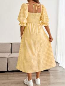 SHEIN Maternity Casual Plaid Dress For Summer - Yellow - View 2