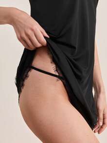 Hourtrue 蕾丝边性感内衣连衣裙 - 黑色 - 查看 9