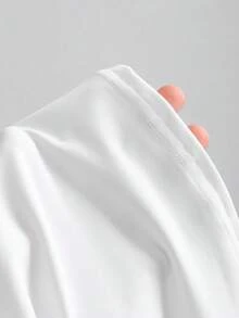Sweetra Áo thun nữ không tay màu trơn, họa tiết bất đối xứng, thích hợp cho mùa hè. - trắng - Xem 5