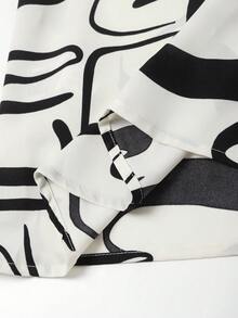 Franclia Women's Allover Print V-Neck Twist Front Long Party Dress - Black and White - View 6