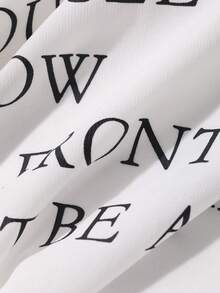 DAZY 女士抽绳连帽V领字母印花休闲百搭日常长袖T恤 - 白色 - 查看 8