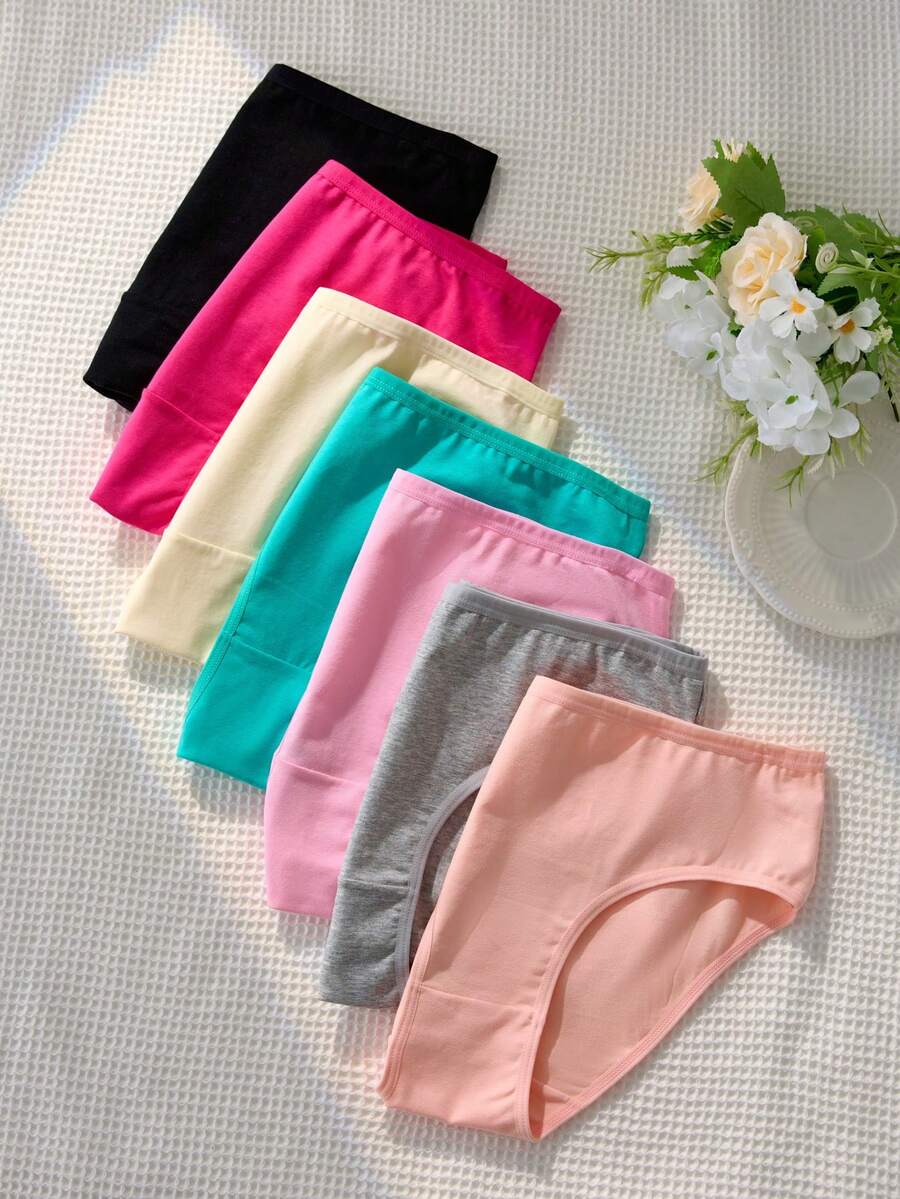 Set de 7 piezas/paquete de bragas/calzones coloridos y lindos con diseños de dibujos animados para niñas preadolescentes - Multicolor - Ver 1