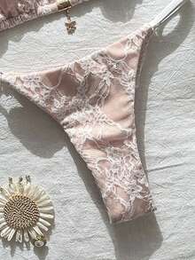 Swim Mod 2件套蕾丝露背无袖性感比基尼套装，女士夏季 - 白色 - 查看 7