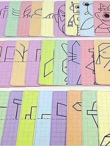 MINKOJA 20 Patterns Cartoon Lattice Symmetrical Drawing Graphics . Creative Concentration Train Tracing Painting Cards Wipe Pen Control - Multicolor - View 7