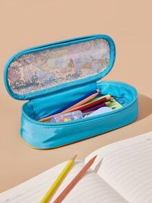 SpongeBob SquarePants | SHEIN 1-Piece Sequin Decorative Transparent Cover Cartoon Pattern Printed Flip Pencil Bag, Stationery Storage Bag, Cosmetic Storage Bag, Digital Storage Bag, Small Item Storage Bag, Suitable For Study, Work, Travel, Daily Use, Ideal Choice For Students And Women - S PONGEBOB - View 2