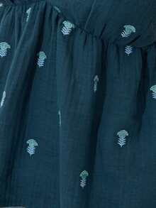 Nöista Áo hai dây họa tiết thêu, cổ chữ V sâu và eo thon gọn. Thích hợp cho mùa xuân, hè, lễ hội âm nhạc. - Màu xanh hải quân - Xem 7