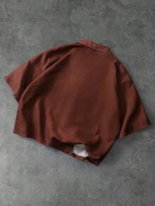 PAVTROS Men's Retro Printed Short Sleeve Shirt - Brown - View 2