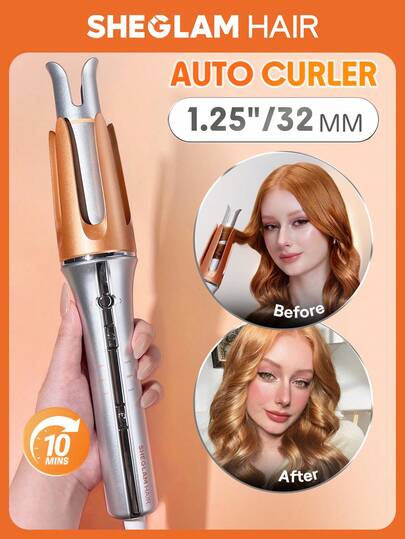 SHEGLAM HAIR It-Curl 一鍵式即時捲髮器自動捲髮器，自動捲髮器，32 毫米自動捲髮器，3 種溫度，快速加熱和 2 向旋轉，自動關閉，防燙防纏結旋轉捲髮棒，觸摸即時捲髮器，用於髮型設計 生日 禮物 粉紅色的 氛圍 化妝品 派對 海灘 旅行 露營 學校 校園 節慶 玫瑰 展示 女孩 魅力 最好的 婦女節 愛自己 春天 護髮