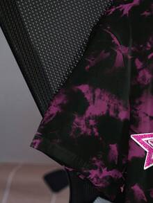 Betty Boop x SHEIN Áo thun nữ cỡ lớn in chữ và ngôi sao, cổ tròn, tay ngắn, kiểu nhuộm tie-dye, phong cách thường ngày. - trắng - Xem 5