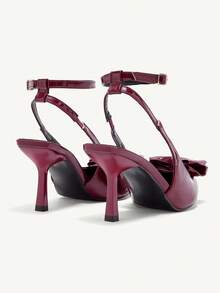 CUCCOO CHICEST Chaussures à talons hauts élégantes à bout pointu pour femmes, avec un design de nœud enroulé sur la cheville. Talons romantiques et doux de couleur bordeaux pour les rendez-vous, le thé de l'après-midi, le travail - Rouge foncé - Voir 7