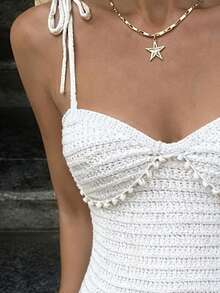 Selianne Elegant Tie-Waist Women's Dress, Spring/Summer - White - View 7