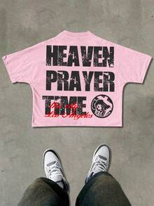 Manfinity Roghcode Kaos Pria Ukuran Besar Motif Kartun Warna Pink dan Putih, Streetwear Musim Panas, Gaya Santai di Kota, Leher Bulat, Lengan Pendek, Modis Gaya Kampus Y2K - MultiWarna - View 2
