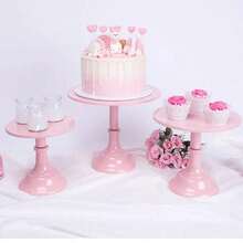 1pc,Pink Metal Cake Tray, Dessert Display Rack, Cupcake Rack, Suitable For Birthday, Party Celebration, And Home Decoration - Multicolor - View 1