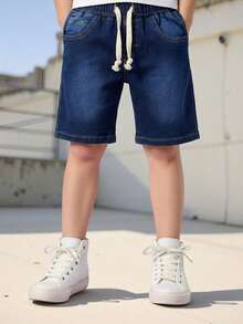 Short Niño Estilo Denim Corte Clásico - azul deslavado - Ver 2