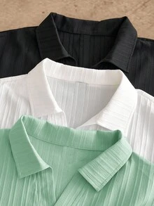 HIMLAND 3件套男士多色纯色梭织面料Polo衫，短袖常规款休闲基础上衣 - 彩色 - 查看 6