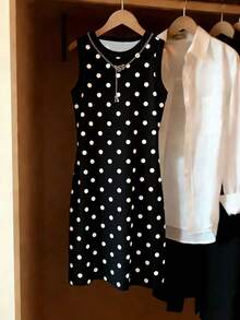 Resyla Women's Spring/Summer New Arrival Polka Dot Print Fitted Casual Camisole Dress - Multicolor - View 3