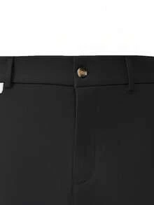 Manfinity Mode 男士纯色口袋休闲/商务西装裤 - 黑色 - 查看 4